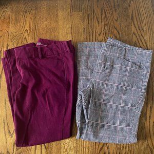 Old Navy Pixie Pants 10P- Berry & Black / Pink Houndstooth Plaid